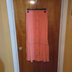 New With TAGS -Kohl's Girl Coral Button-Down Maxi Skirt